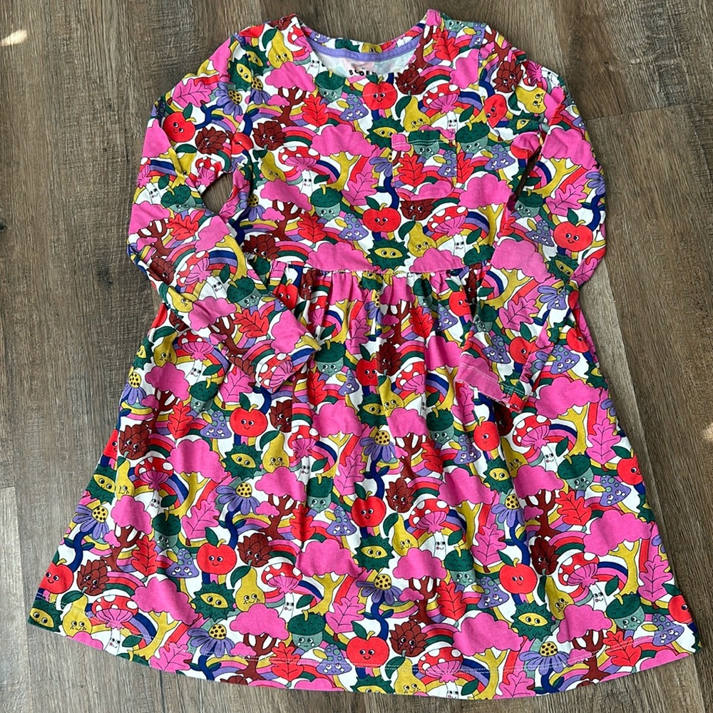 Mini Boden, 9-10Y, long sleeved jersey dress ,Multi print,Girls